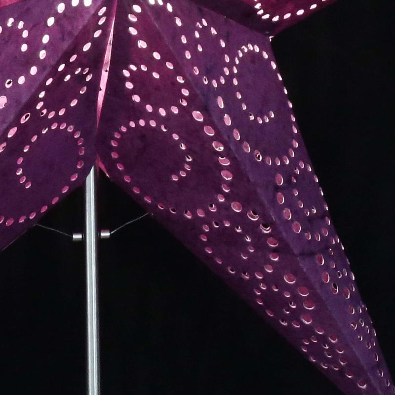 Twister Batik Lila  - Faltbarer Leuchtstern, Weihnachtsstern aus Papier mit 5 Zacken, 60 cm